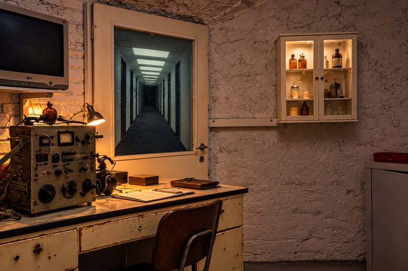 ElektroSOKK – retro laboratórium vészjósló folyosóval (illusztráció)